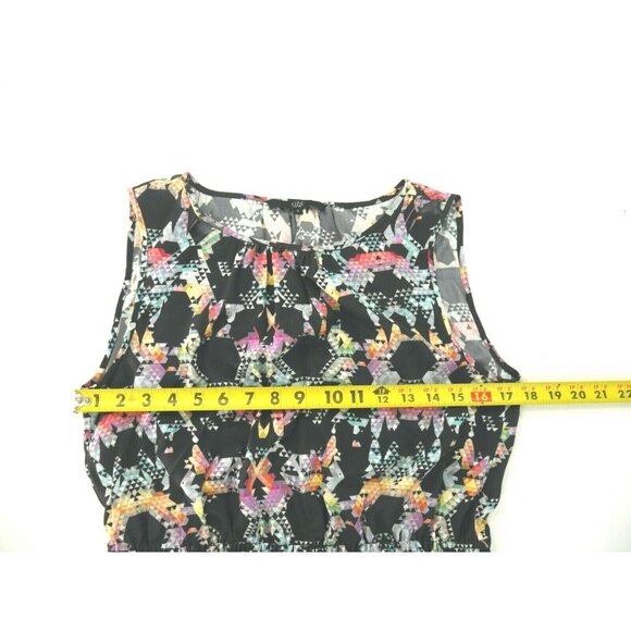 Tibi New York  Black Multi Color Geometric Print 100% Silk Dress Womens Size 2 - Picture 5 of 9